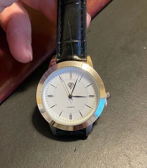 Unisex 37mm Silver Tone DF Watch, Black Band, New Battery